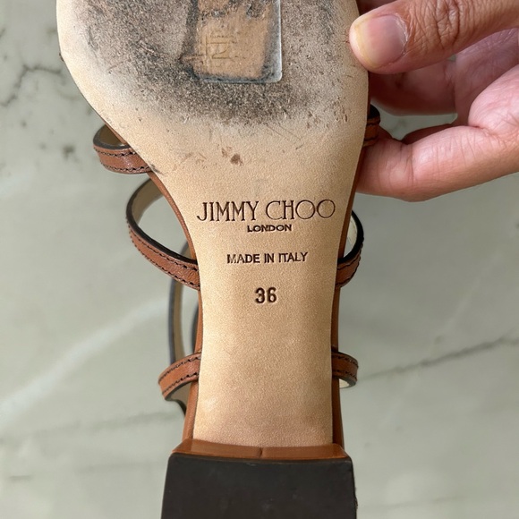 Jimmy Choo Brown Ren Sandals - Picture 9 of 11
